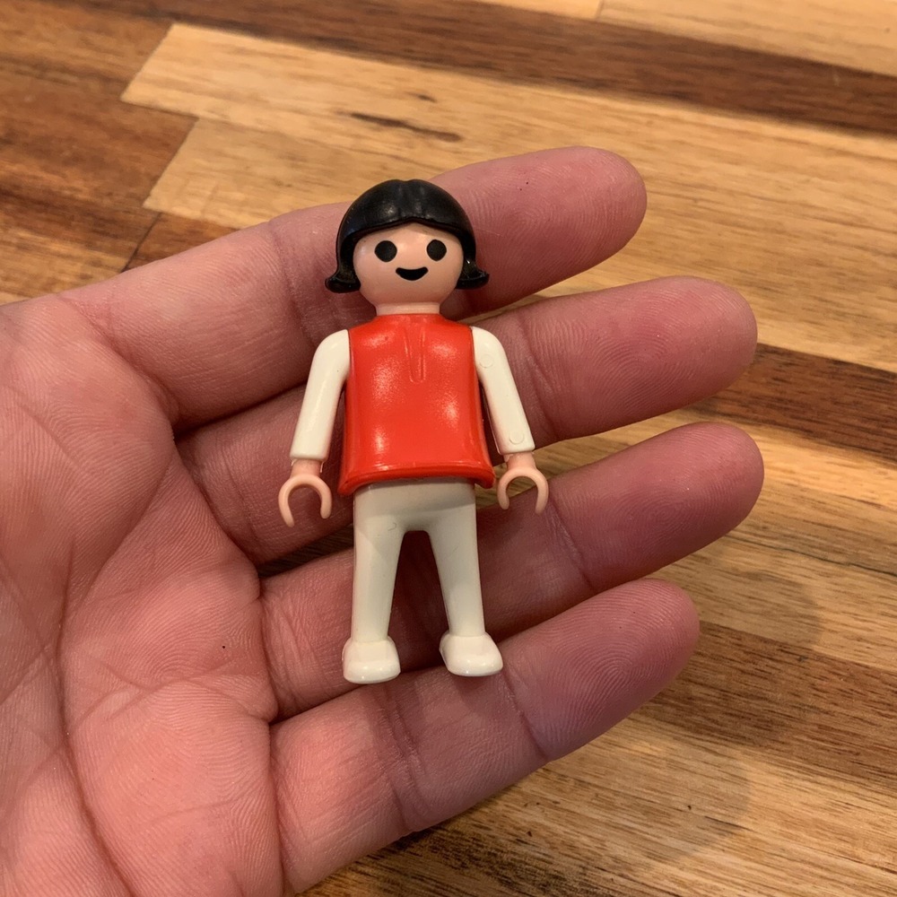 Vintage Playmobile Figure 1981 Child Figure Girl Red Dress Geobra